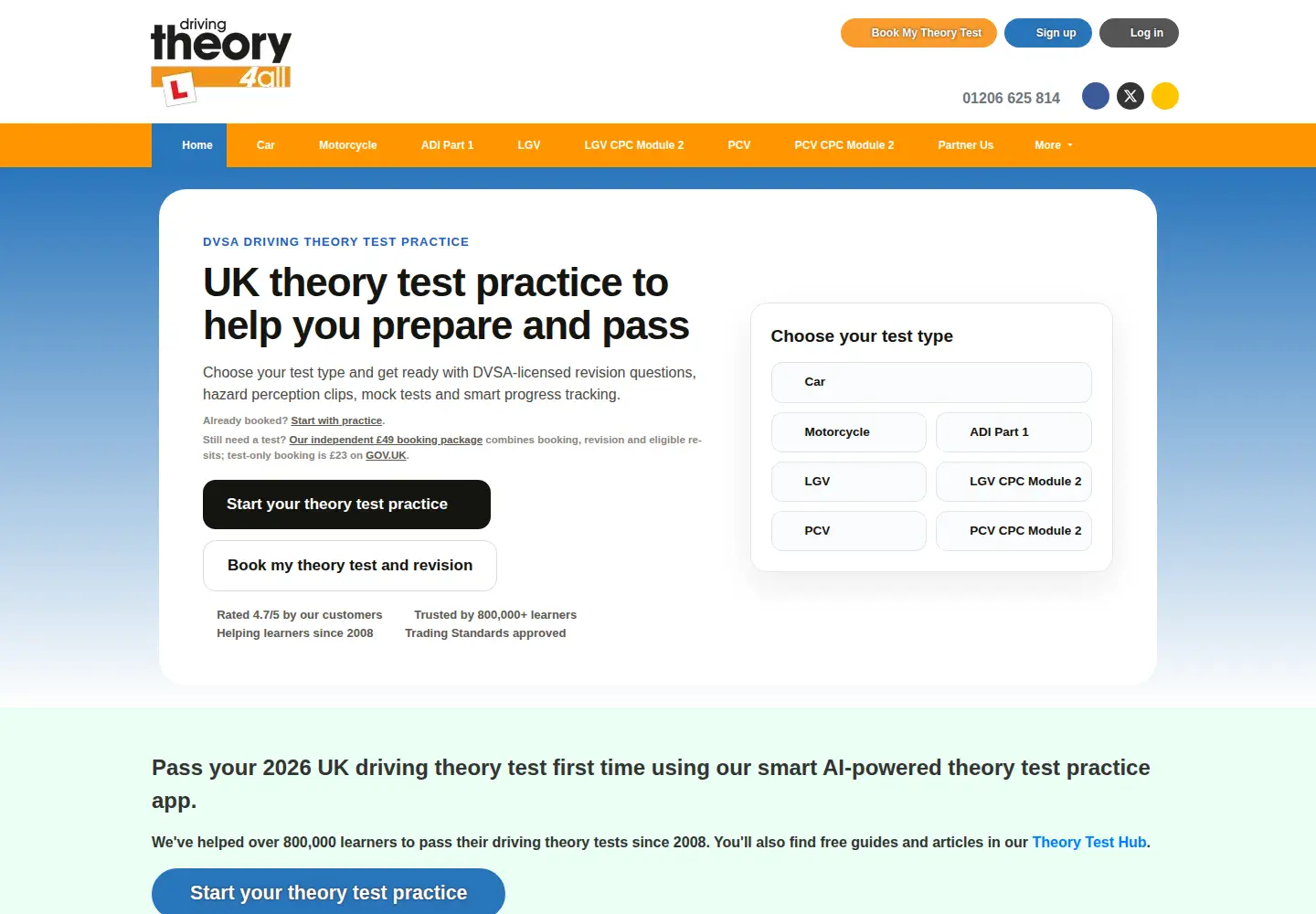 Captured homepage of drivingtheory4all.co.uk in the current scan