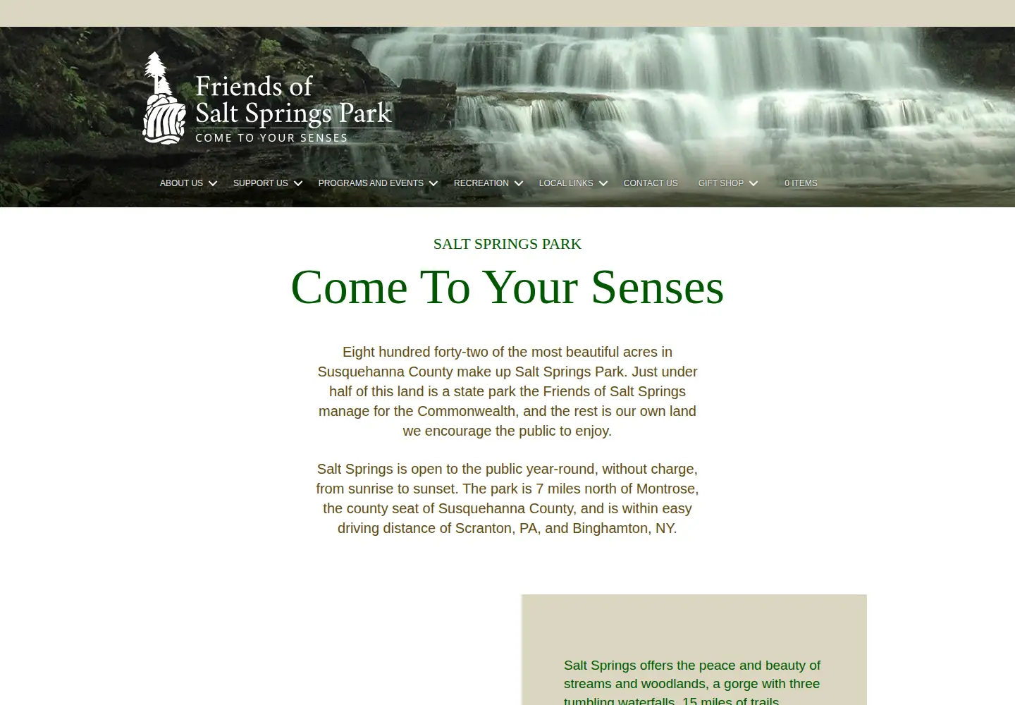 Screenshot of friendsofsaltspringspark.org