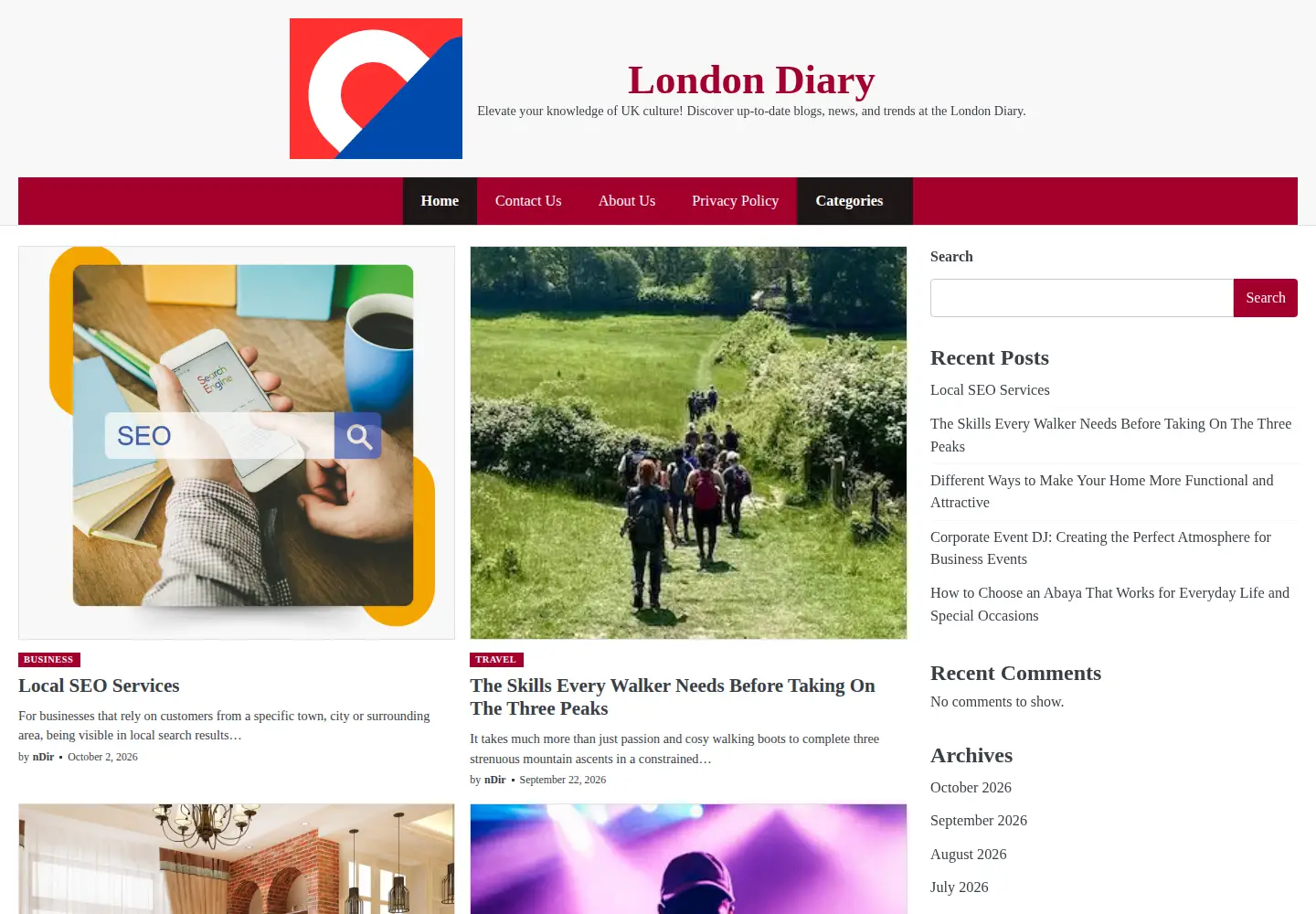 Screenshot of londondiary.co.uk