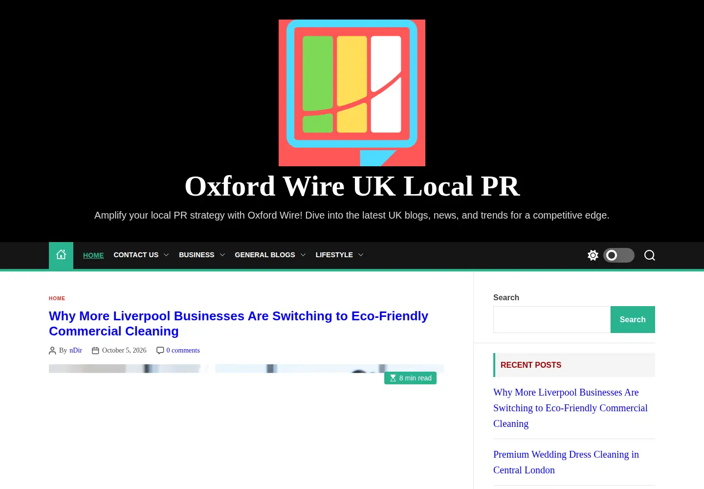 Captured homepage of oxfordwire.co.uk in the current scan