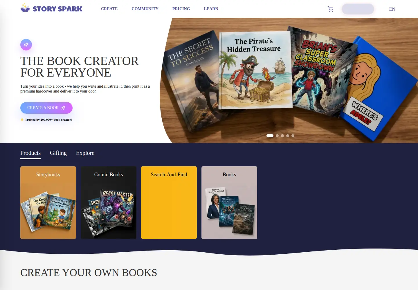 Screenshot of storyspark.ai