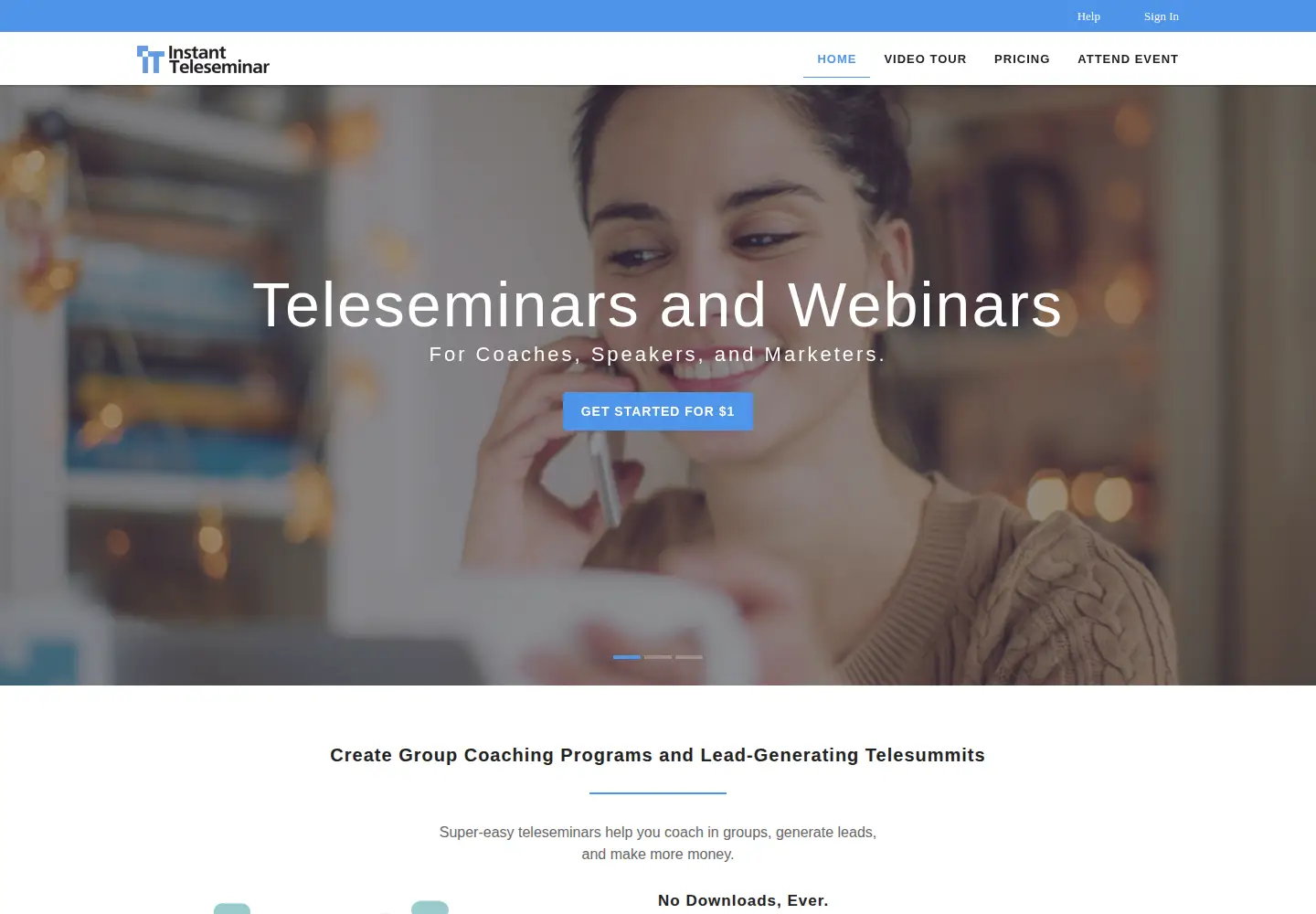 Screenshot of instantteleseminar.com