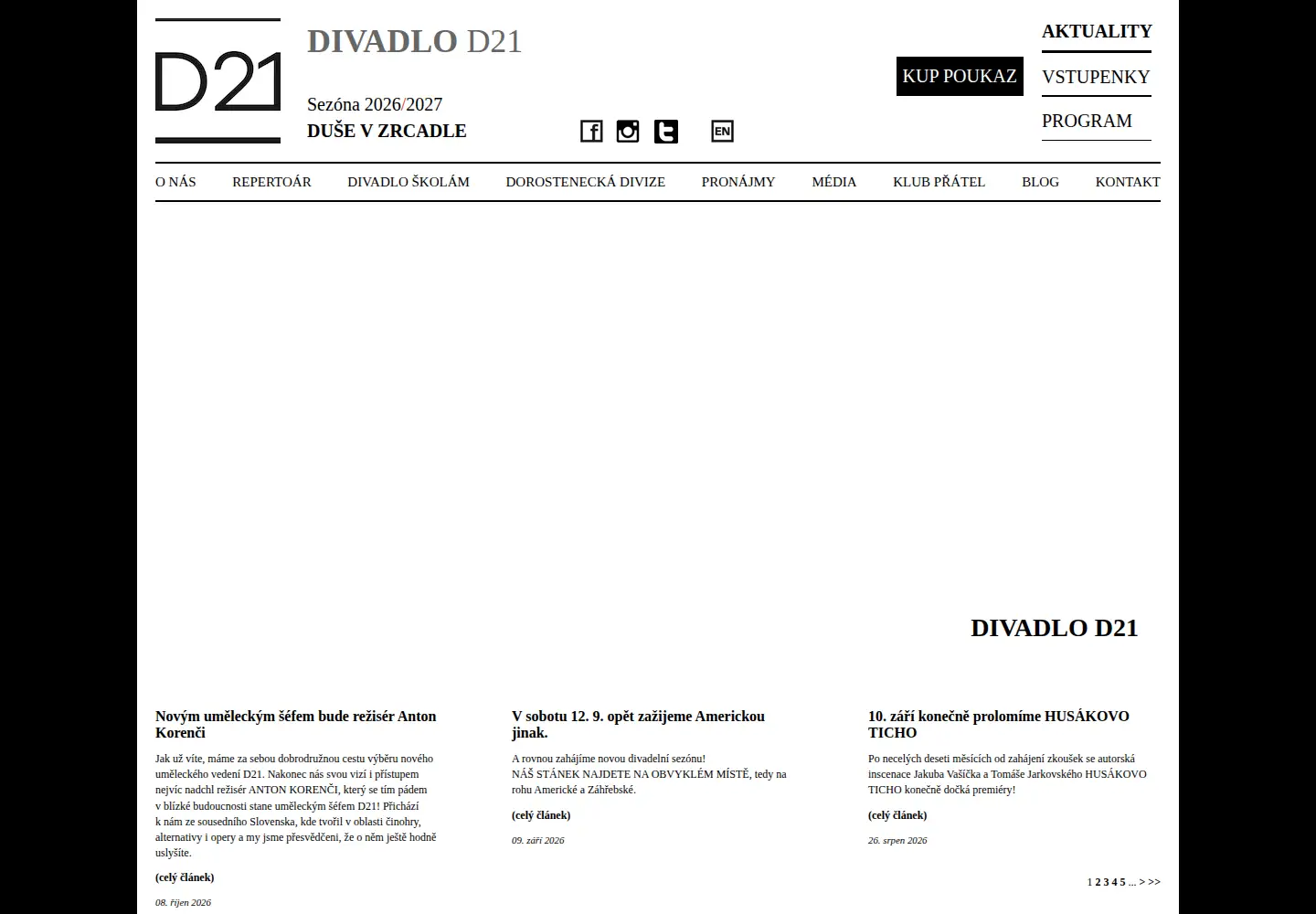 Captured homepage of divadlod21.cz in the current scan