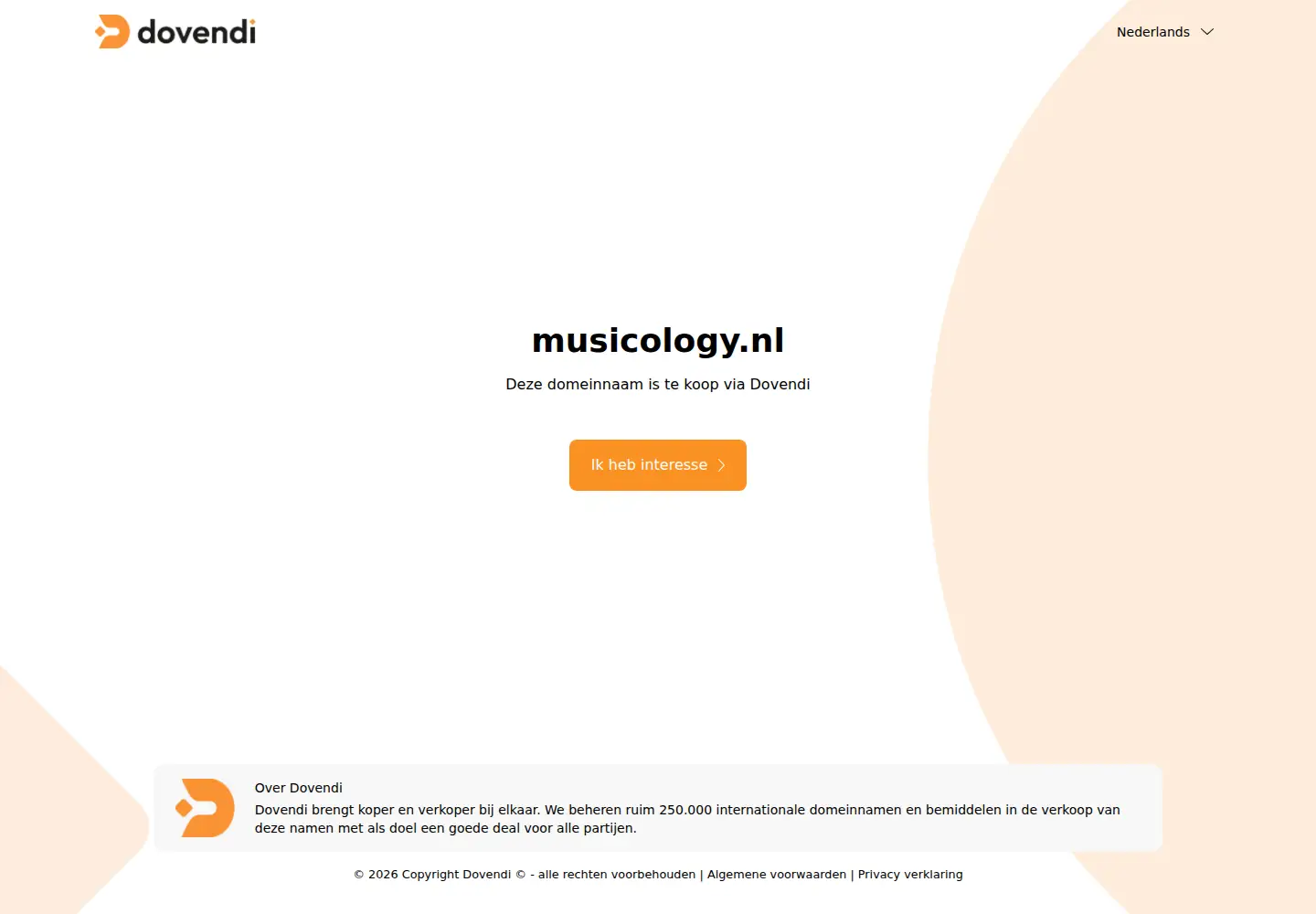 Captured homepage of musicology.nl in the current scan