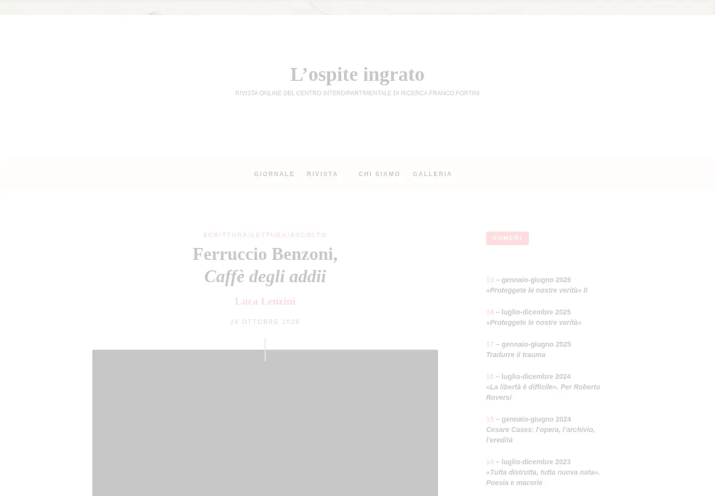Captured homepage of ospiteingrato.org in the current scan
