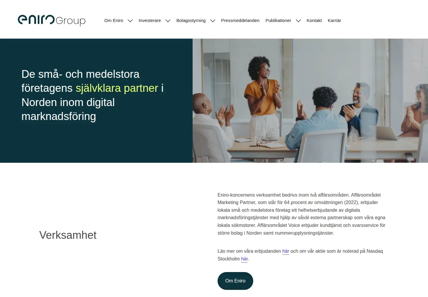 Captured homepage of enirogroup.com in the current scan