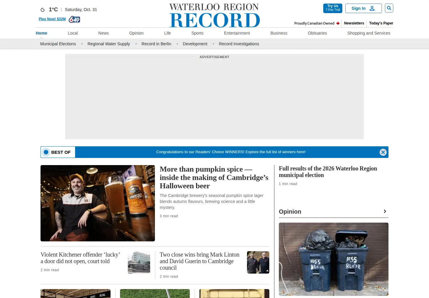 Screenshot of kitchenerpost.ca