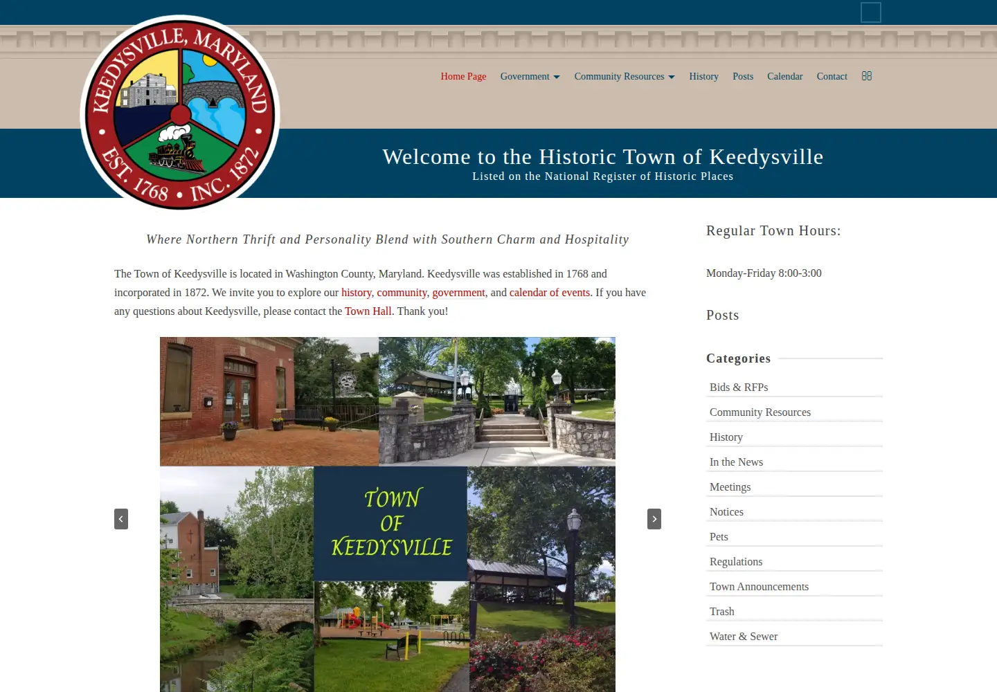 Captured homepage of keedysvillemd.com in the current scan