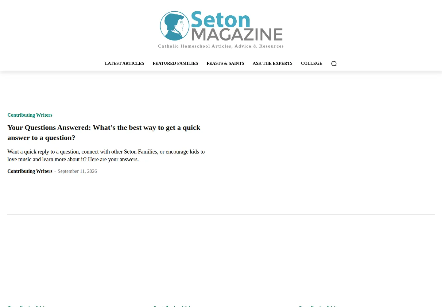 Screenshot of setonmagazine.com