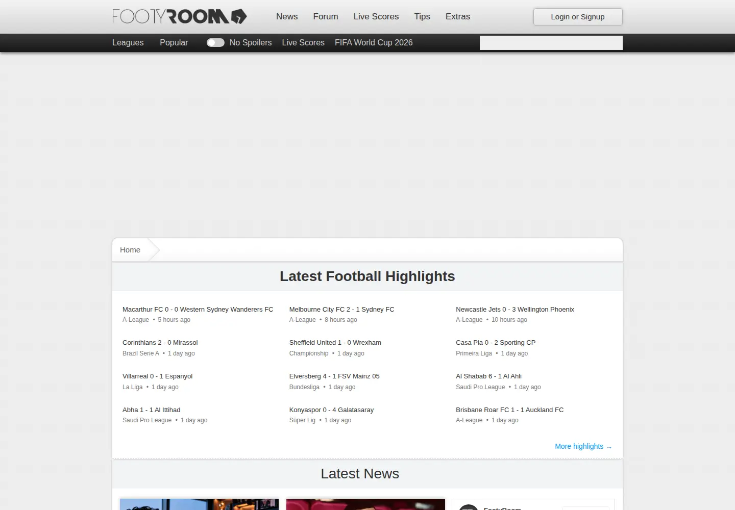 Screenshot of footyroom.com