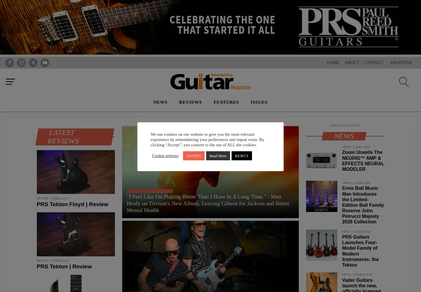 Captured homepage of guitarinteractivemagazine.com in the current scan