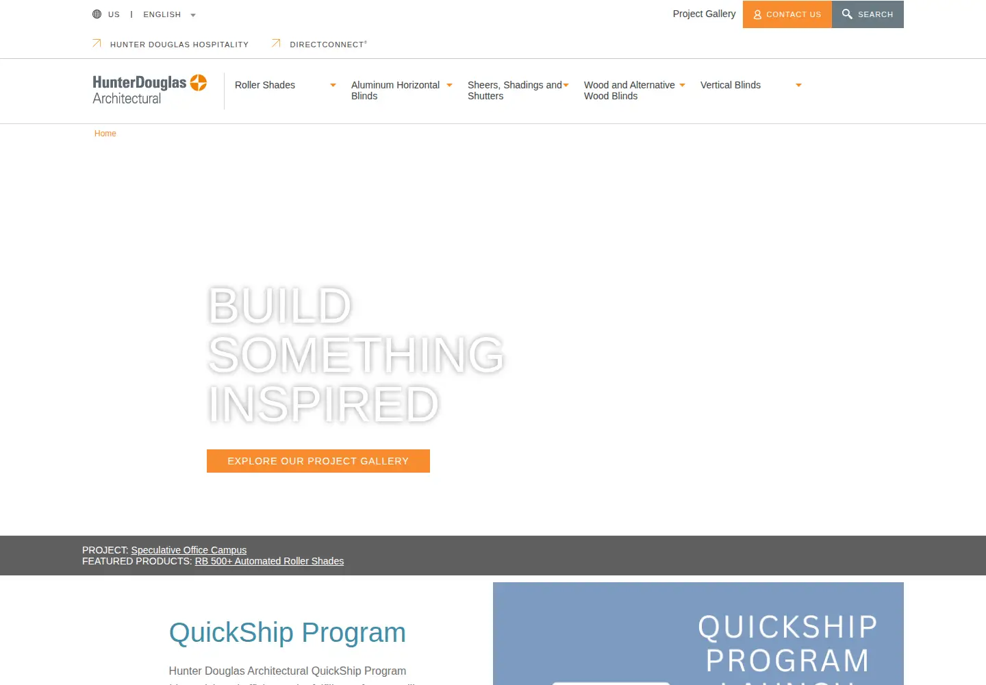 Screenshot of hunterdouglascontract.com