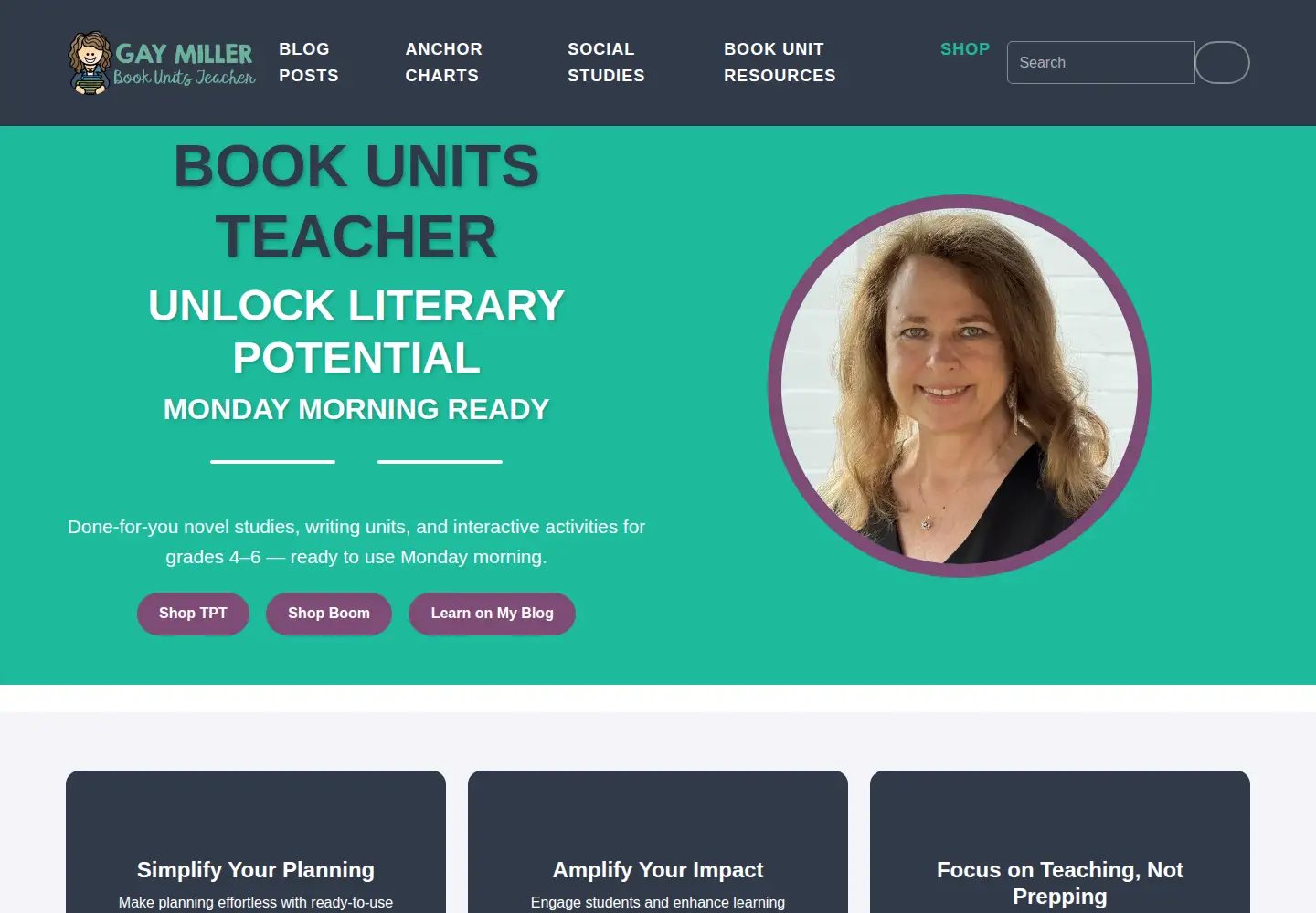 Screenshot of bookunitsteacher.com