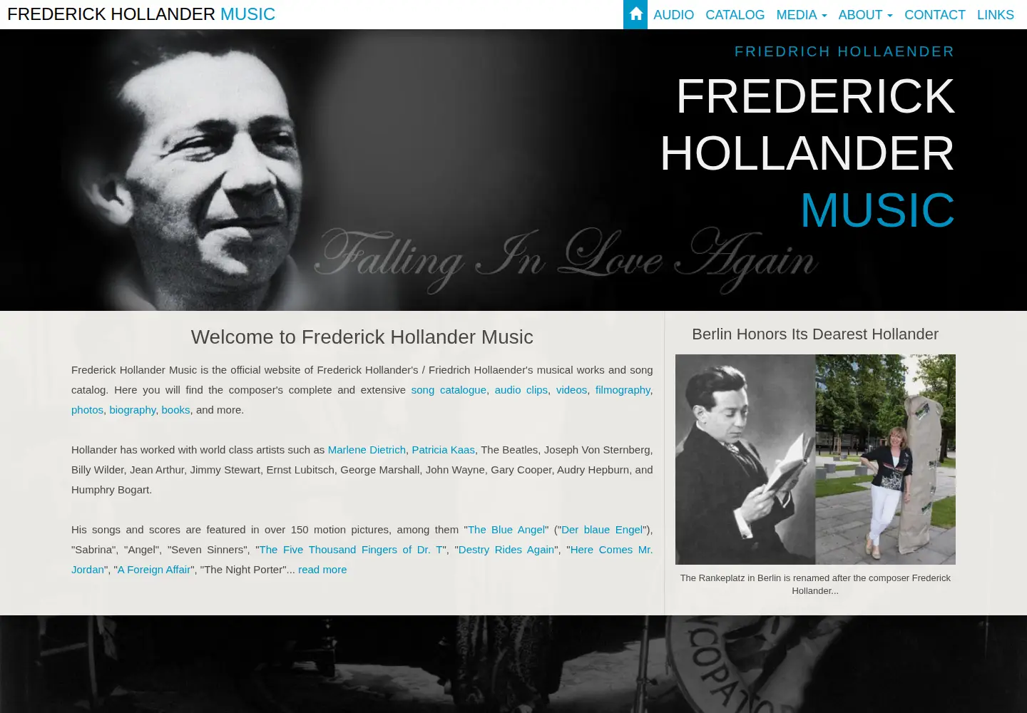Captured homepage of frederickhollandermusic.com in the current scan