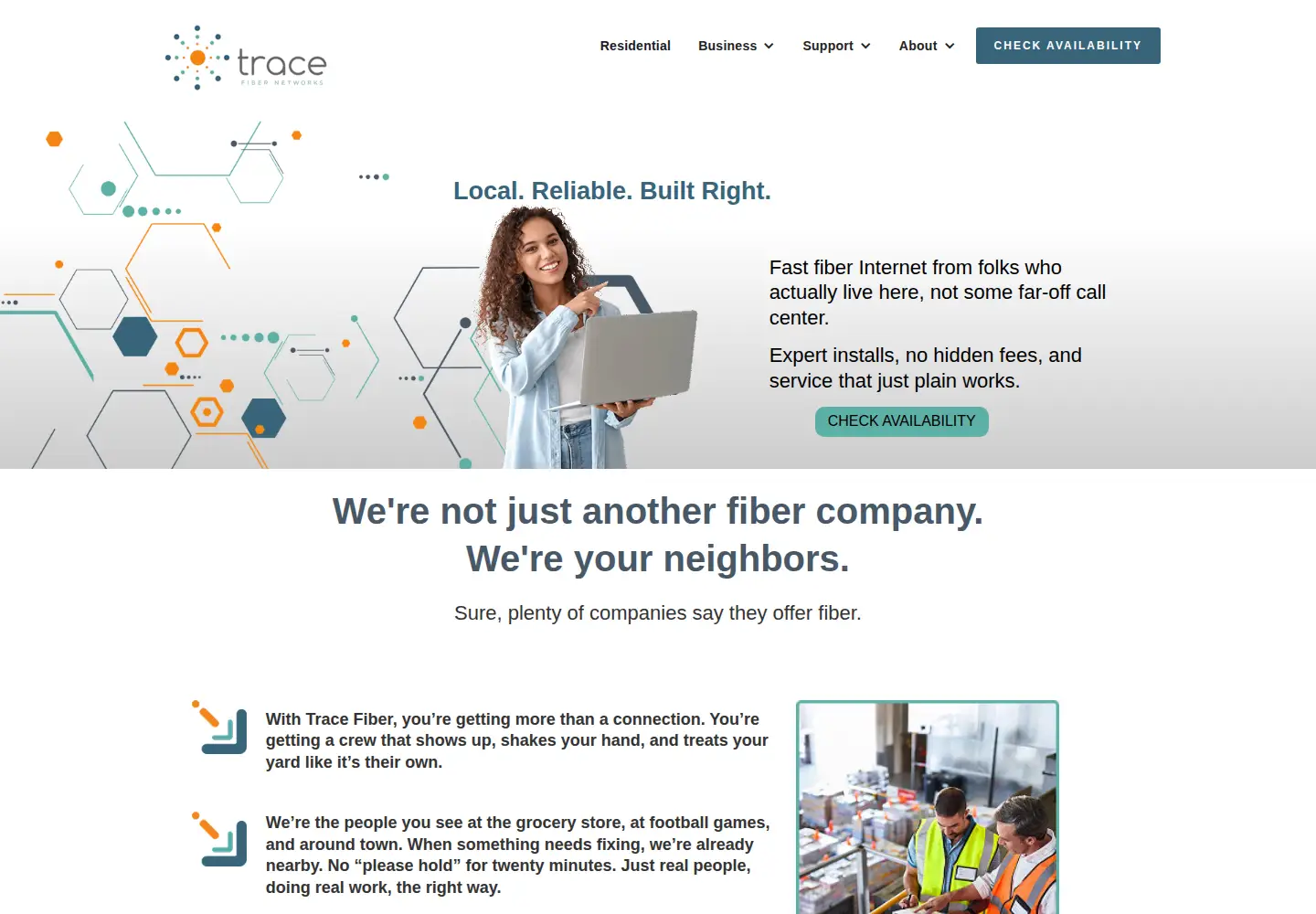 Captured homepage of tracefiber.com in the current scan