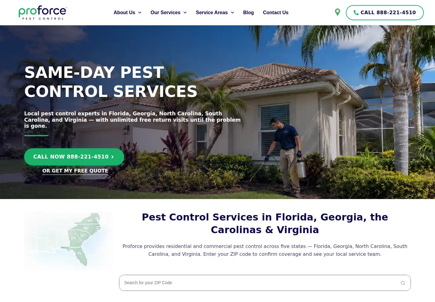 Screenshot of proforcepest.com