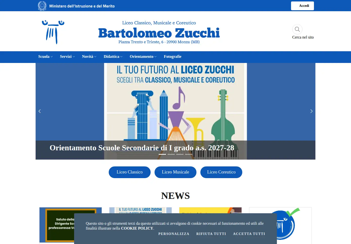 Screenshot of liceozucchi.edu.it