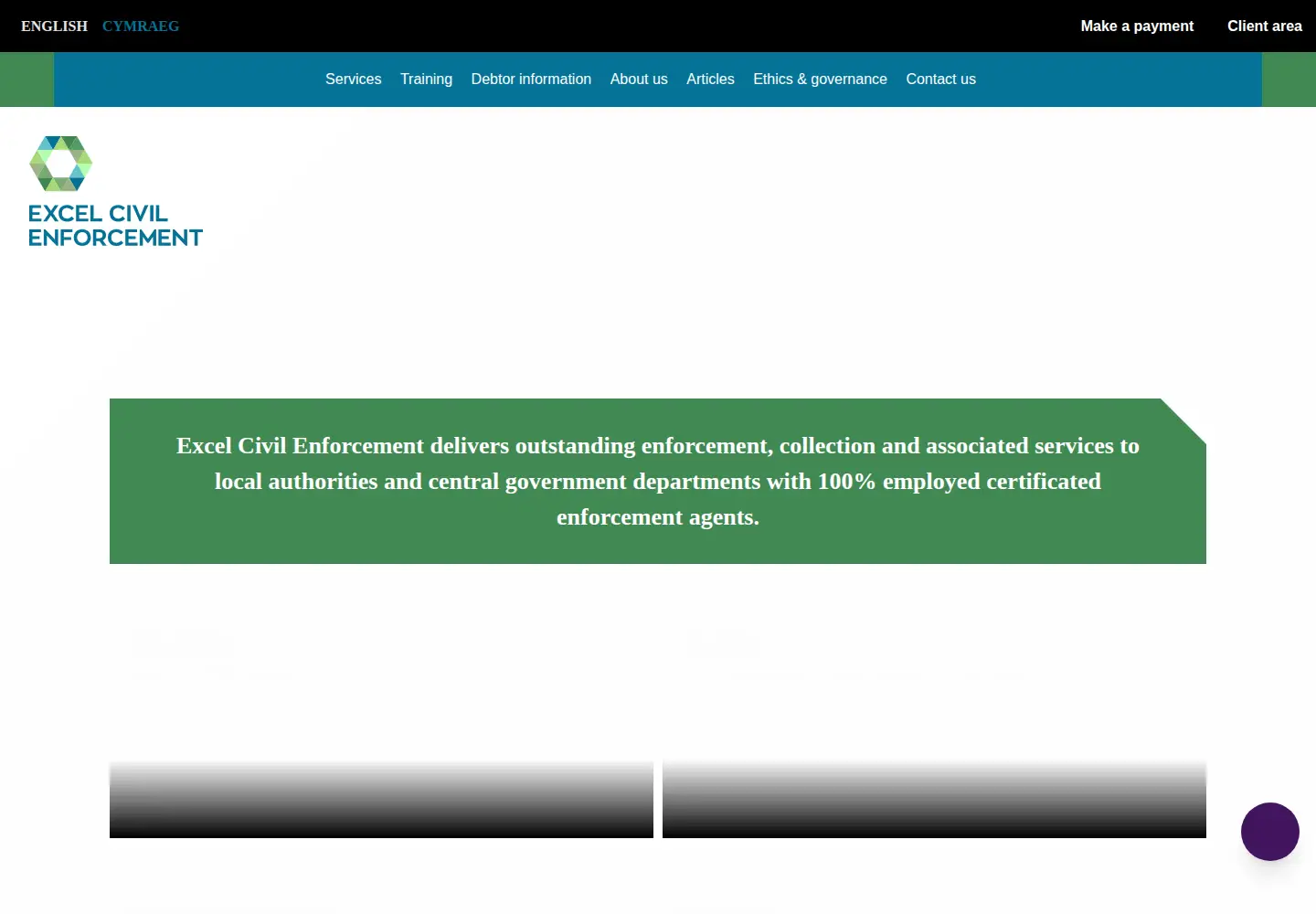 Captured homepage of excelenforcement.co.uk in the current scan