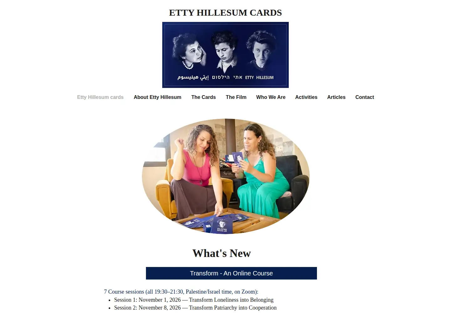 Captured homepage of ettyhillesumcards.com in the current scan