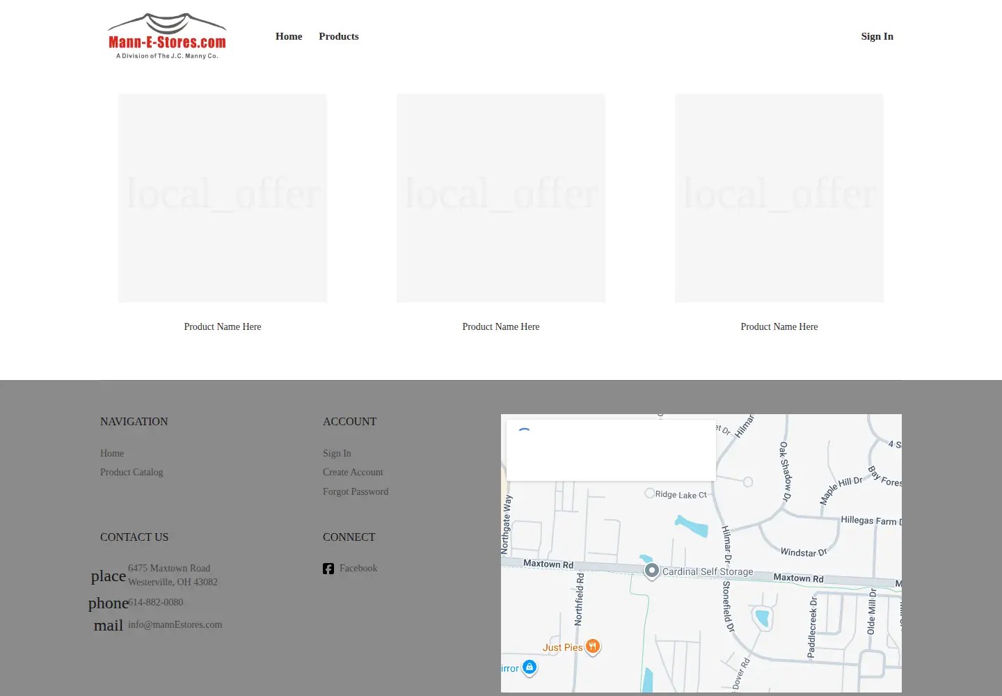 Captured homepage of mannestores.com in the current scan