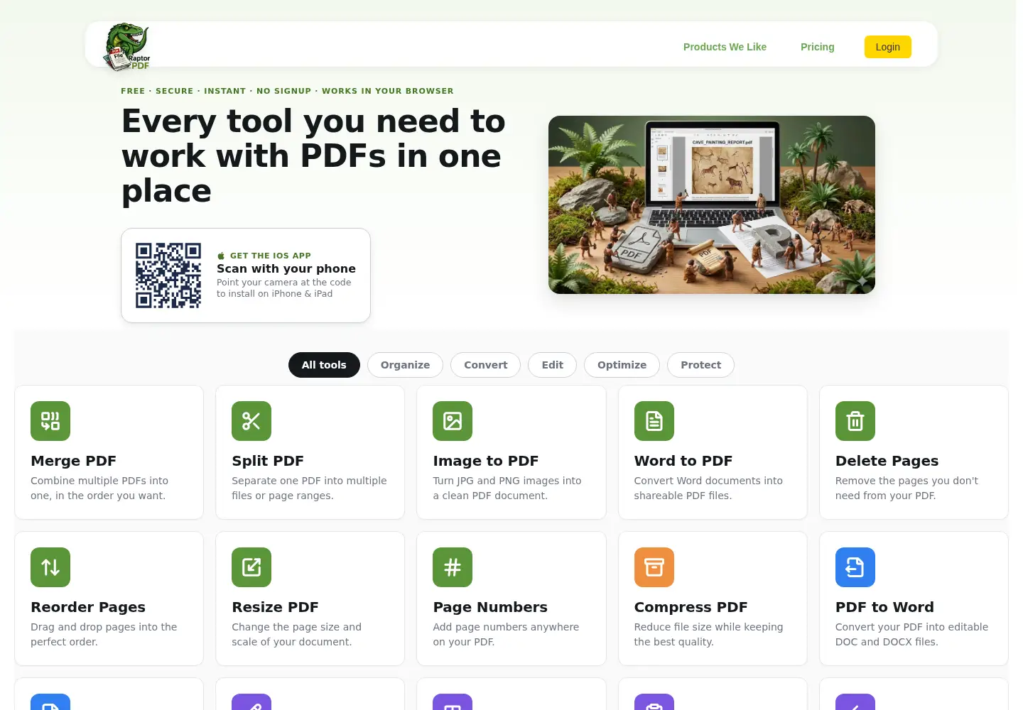 Screenshot of raptorpdf.com