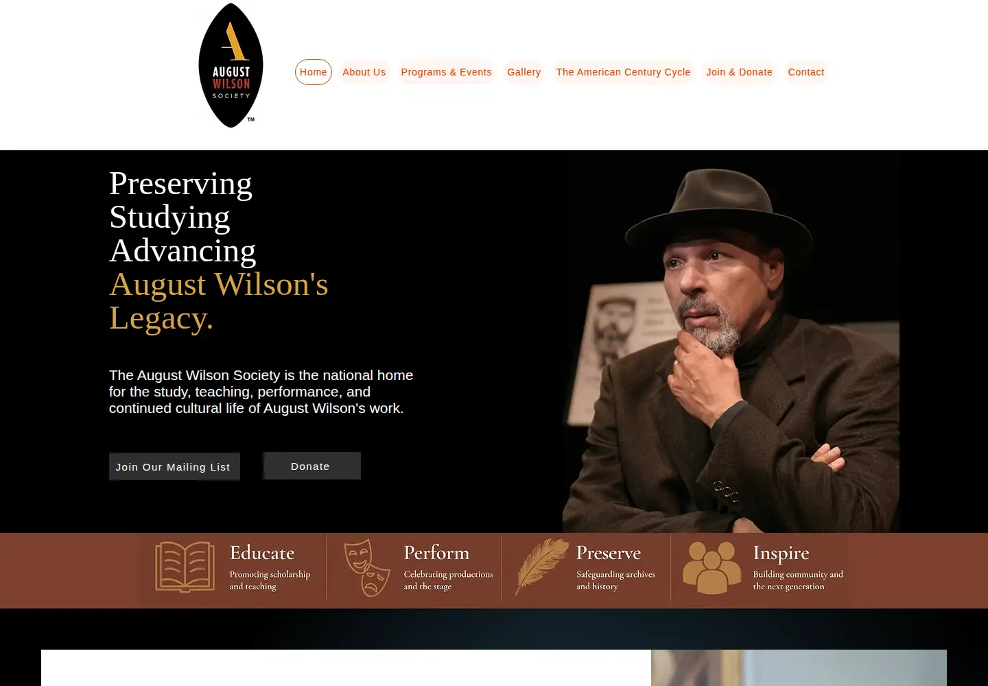 Screenshot of augustwilsonsociety.org