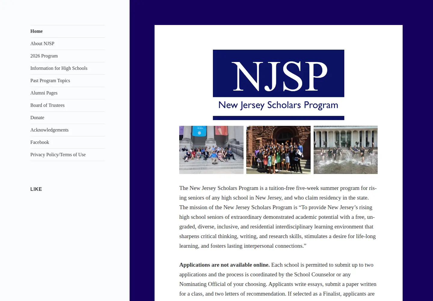 Screenshot of newjerseyscholarsprogram.org