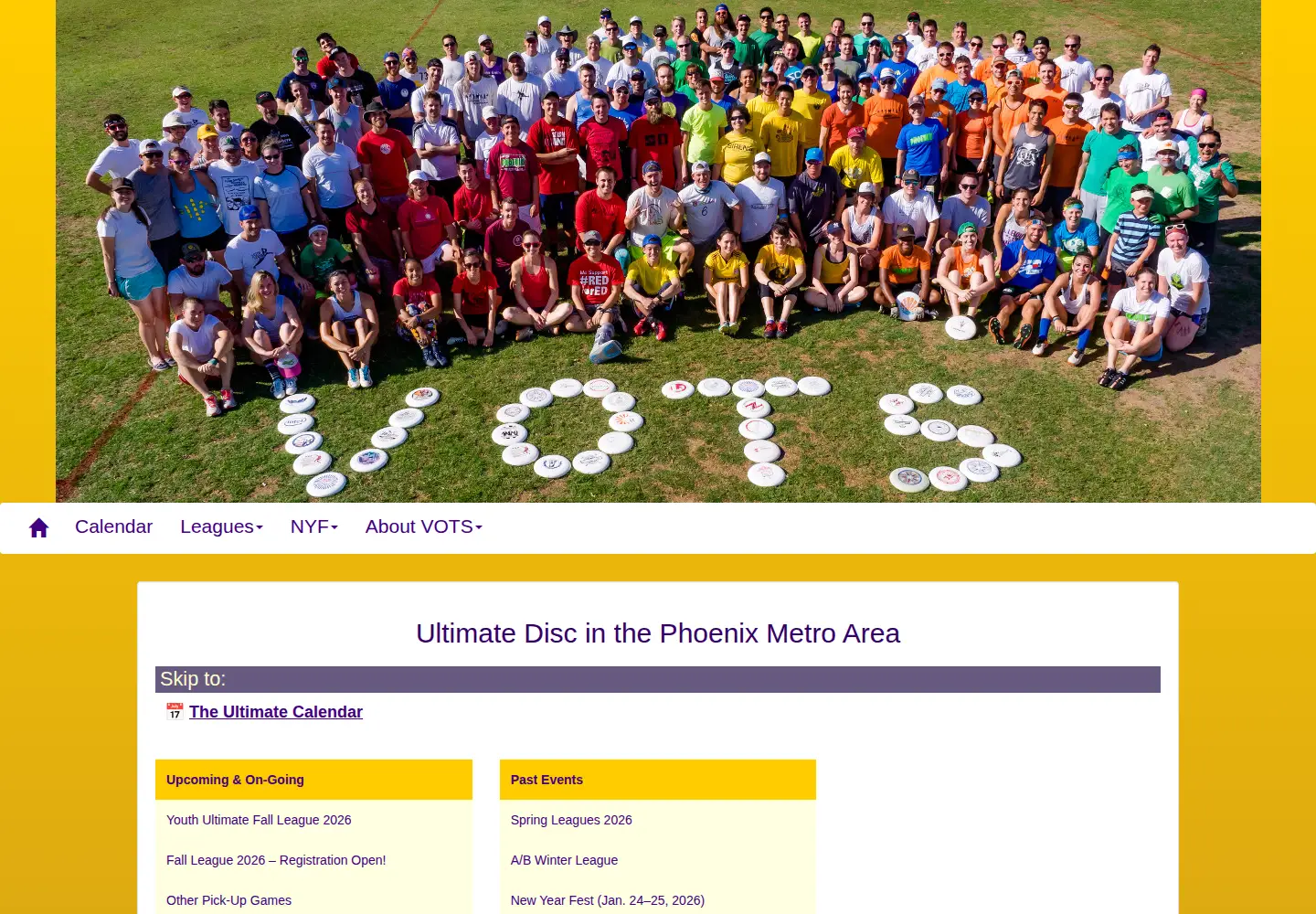 Captured homepage of vots.org in the current scan