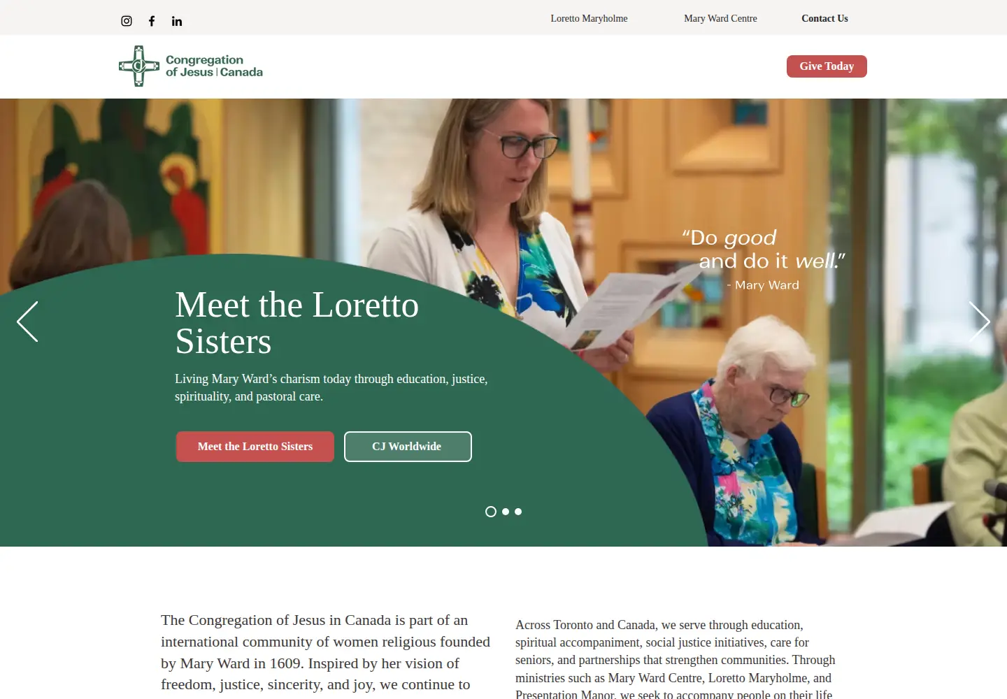 Screenshot of congregationofjesus.ca