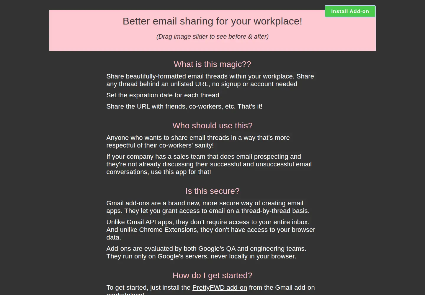 Screenshot of prettyfwd.com
