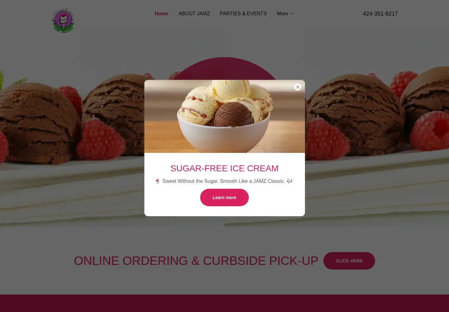 Screenshot of jamzcreamery.com