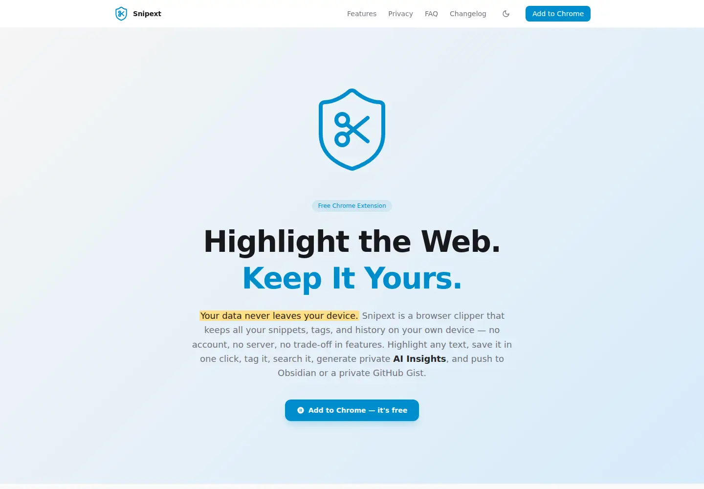 Captured homepage of snipext.com in the current scan