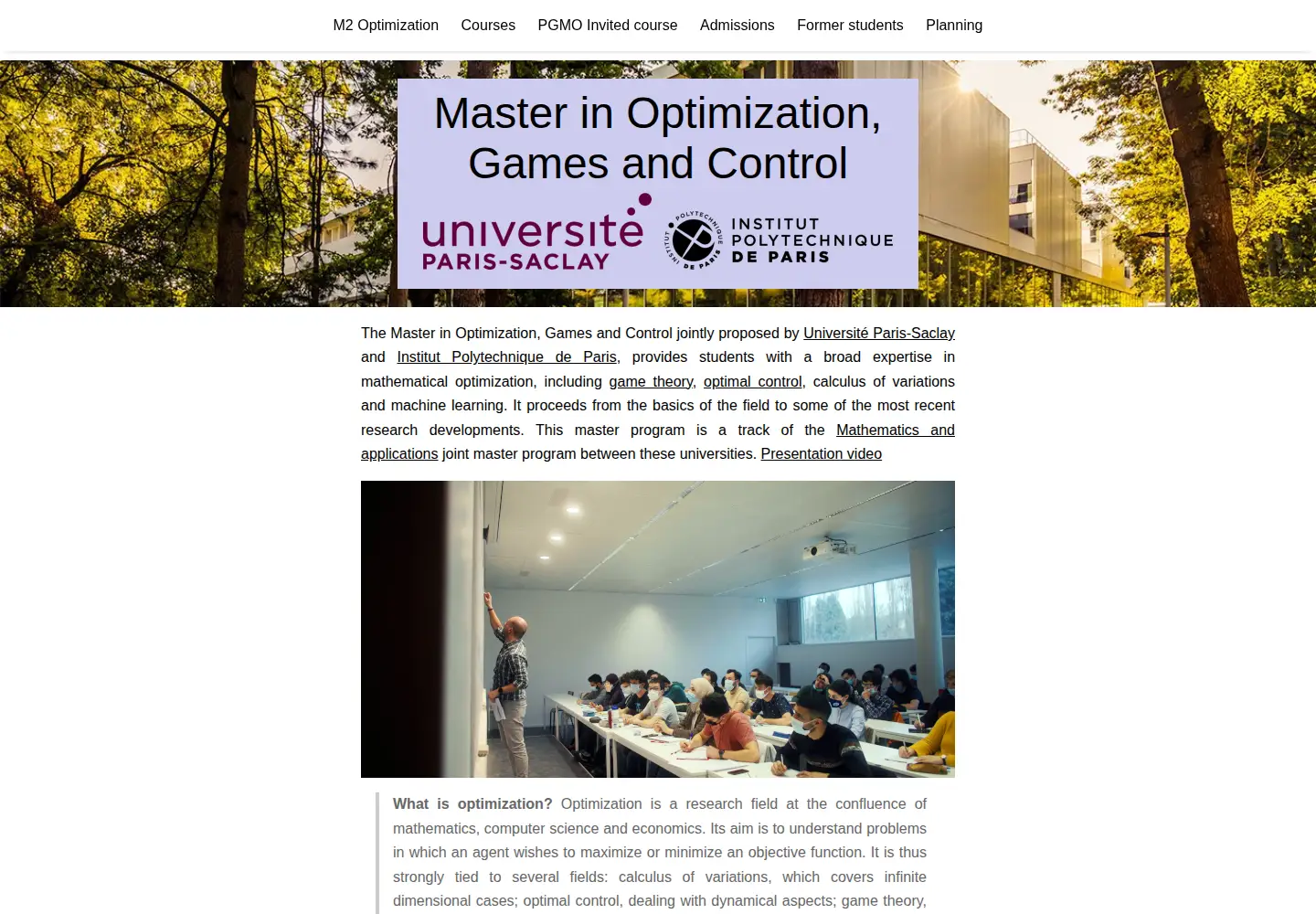 Screenshot of master-in-optimization.fr