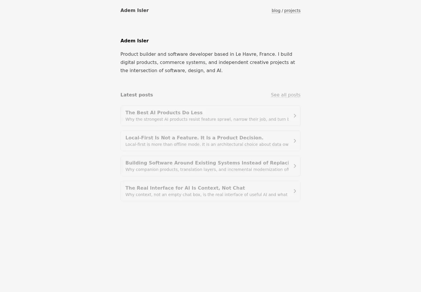 Captured homepage of ademisler.com in the current scan