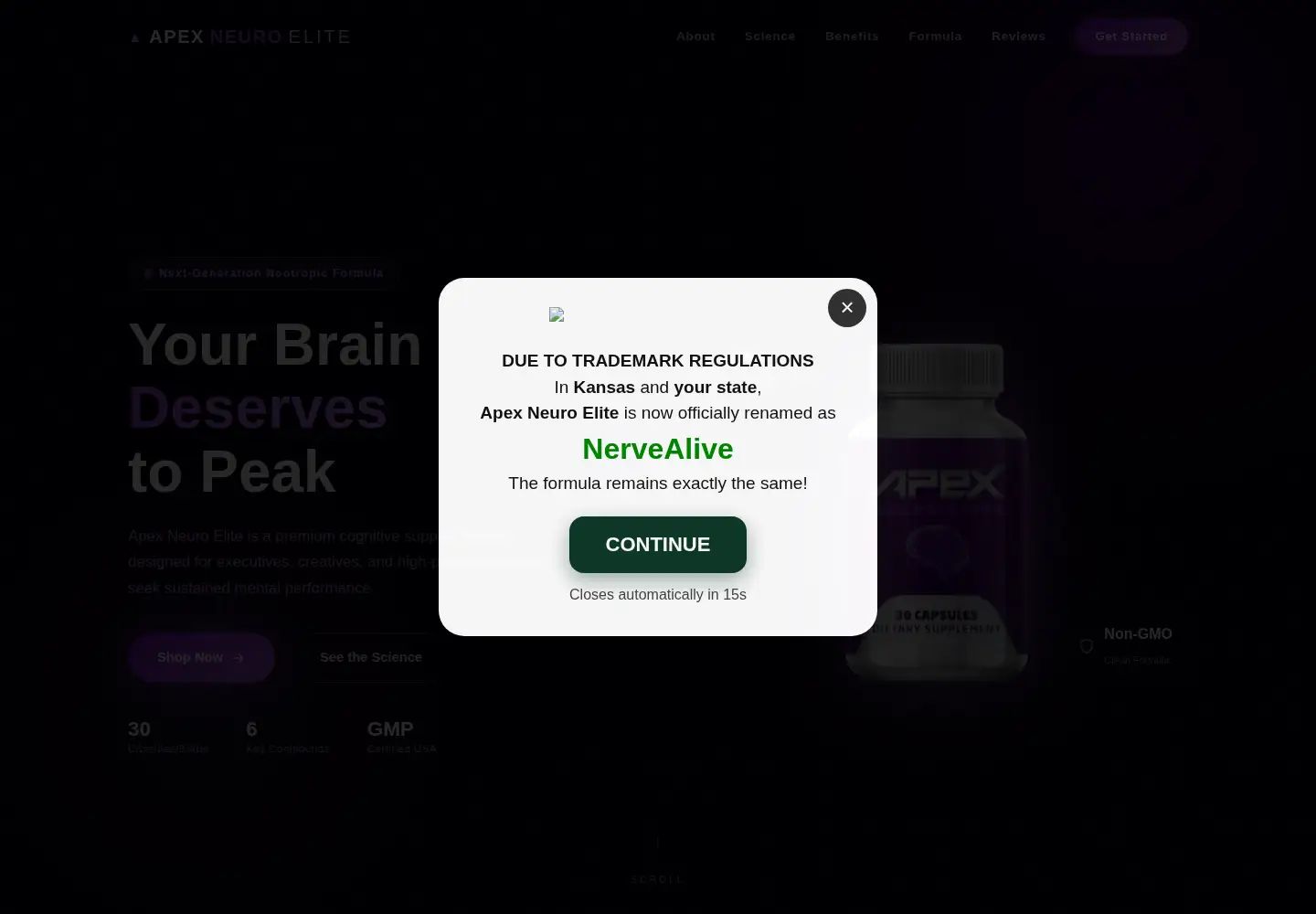 Screenshot of apexneuroelite.net