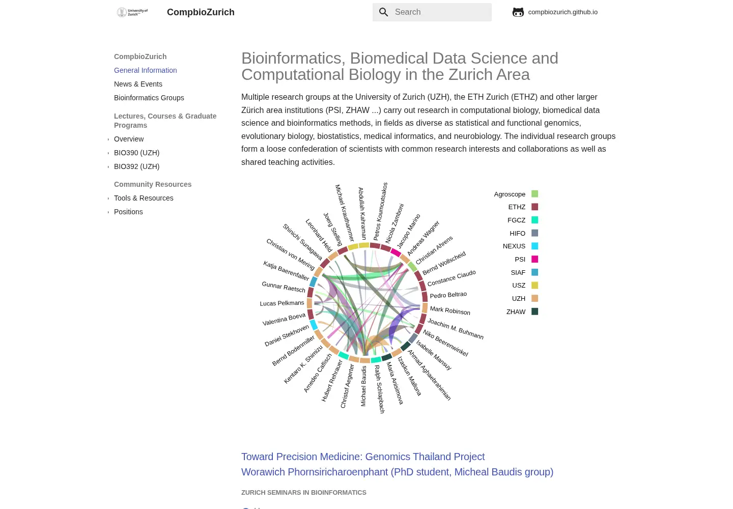 Screenshot of compbiozurich.org