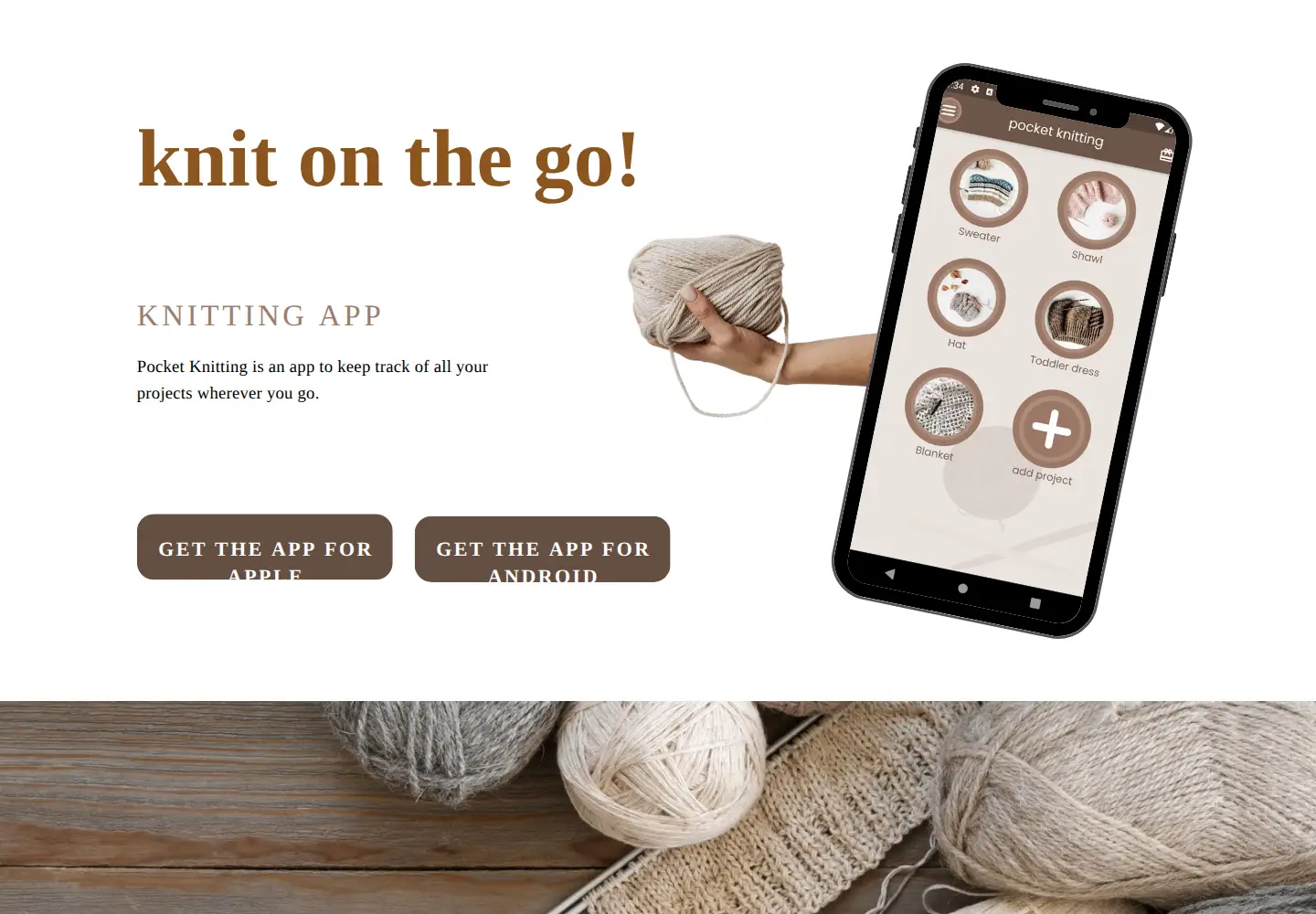 Screenshot of pocketknitting.app