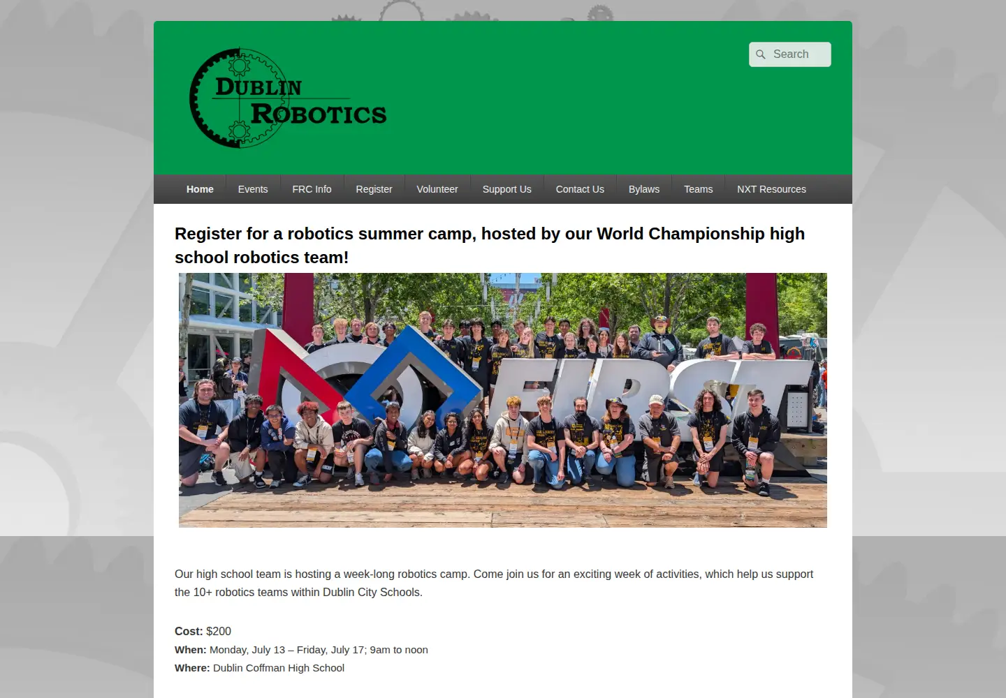 Screenshot of dublinroboticsboosters.org