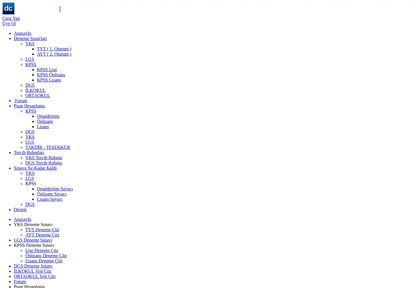 Screenshot of denemecoz.com