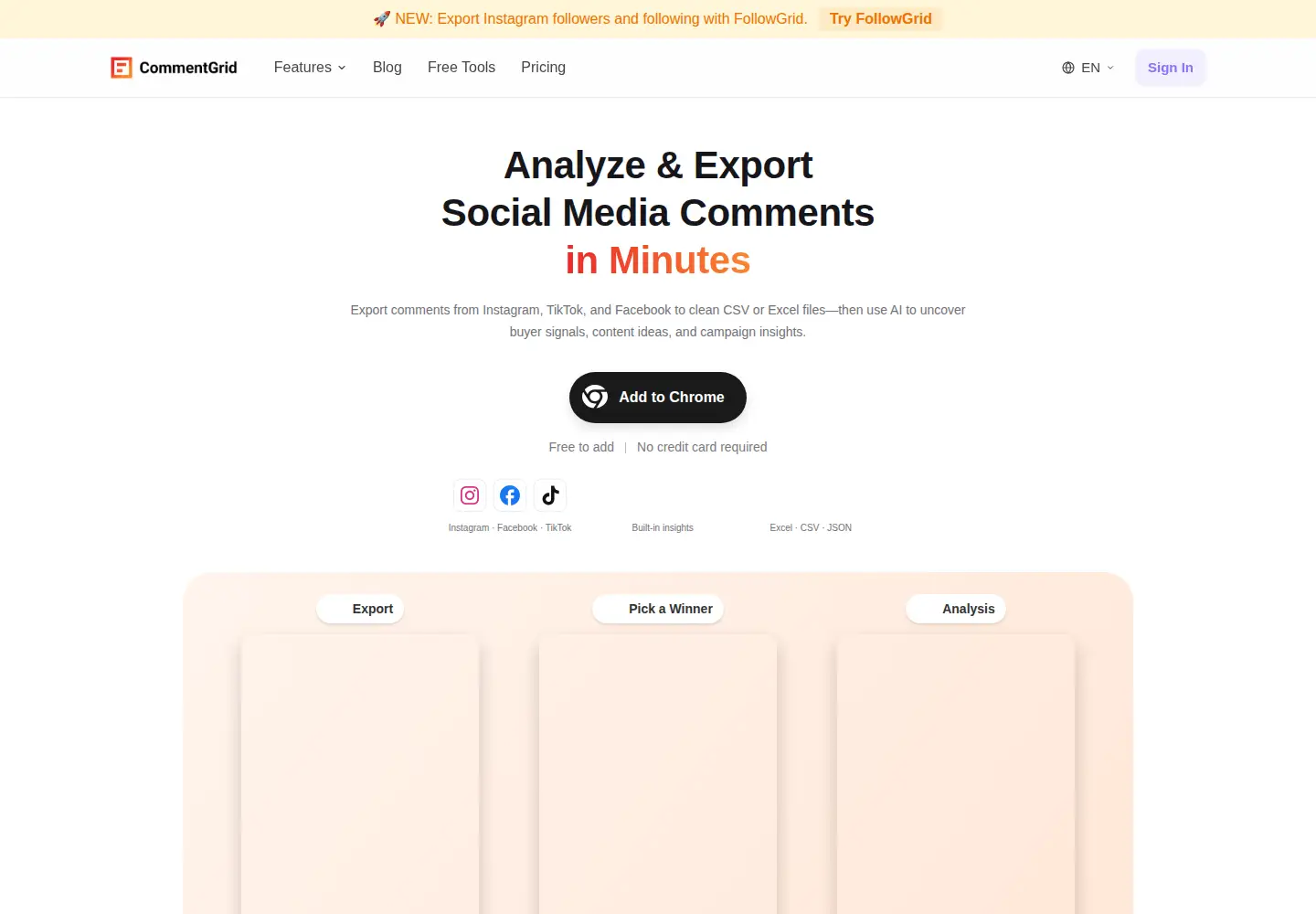 Screenshot of commentgrid.com