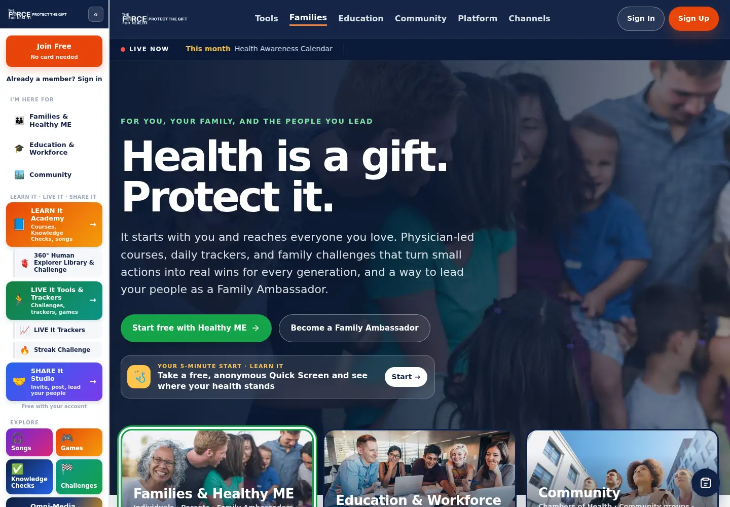 Screenshot of theforceforhealth.com