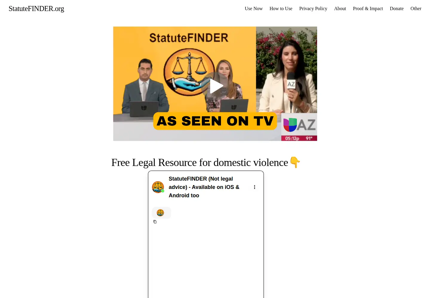 Screenshot of statutefinder.org