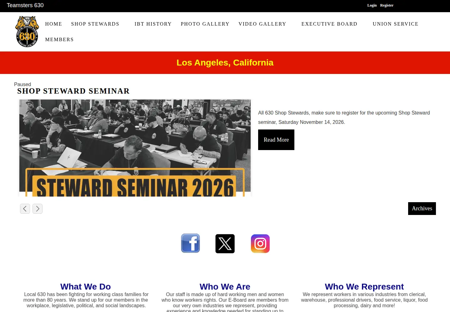 Screenshot of teamsters630.org
