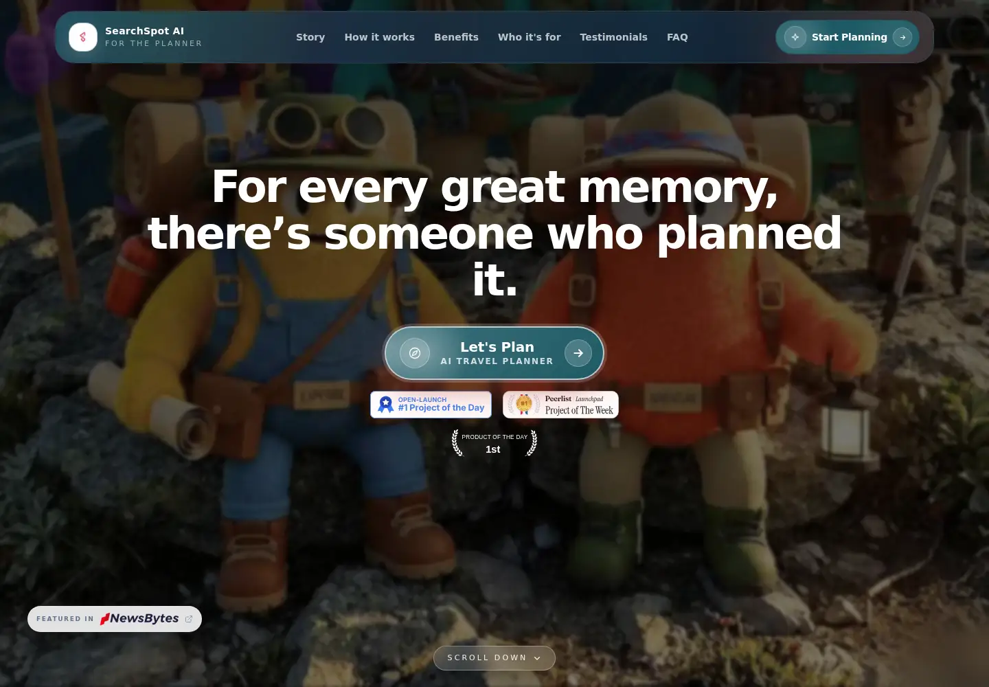 Captured homepage of searchspot.ai in the current scan