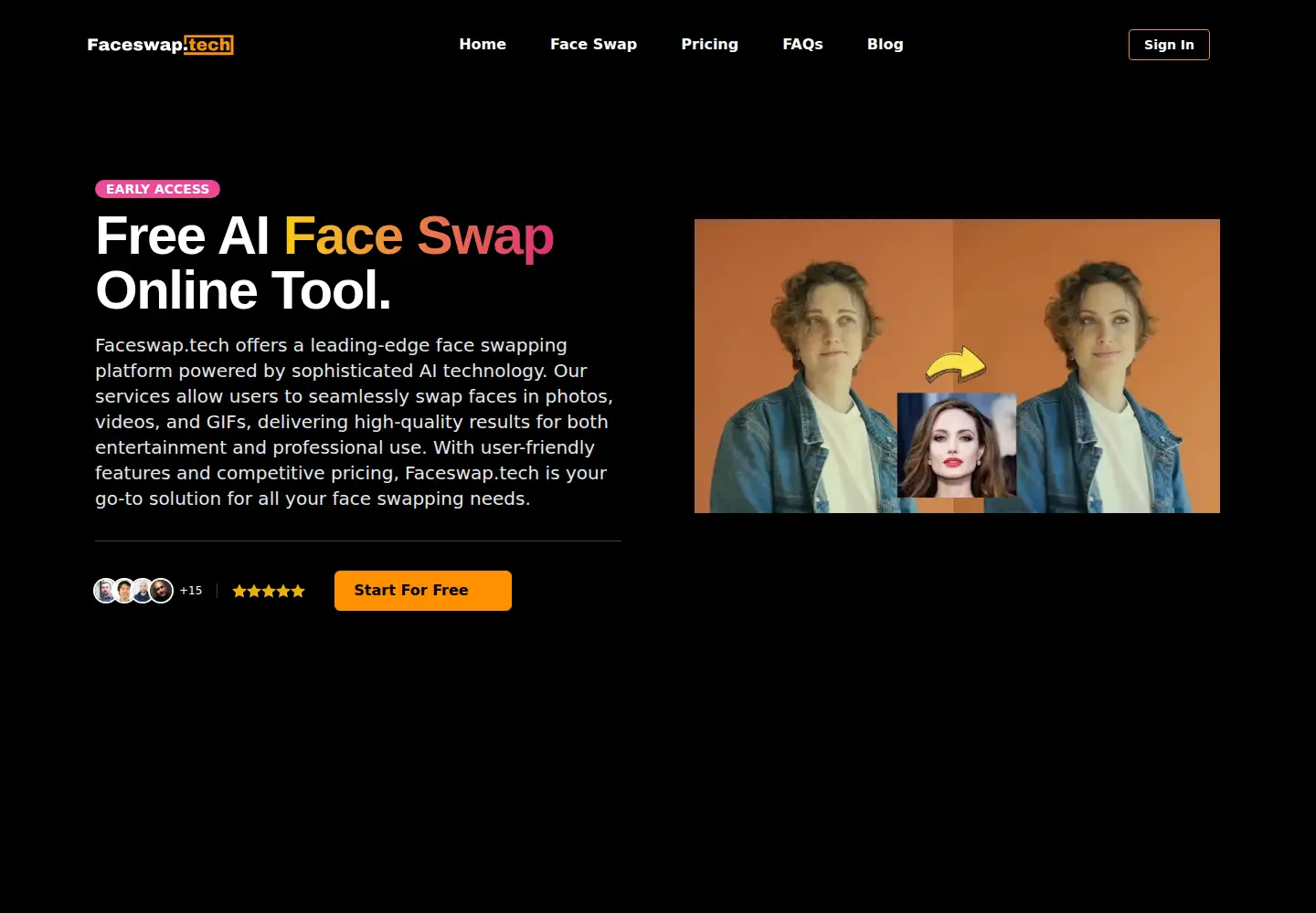 Screenshot of faceswap.tech