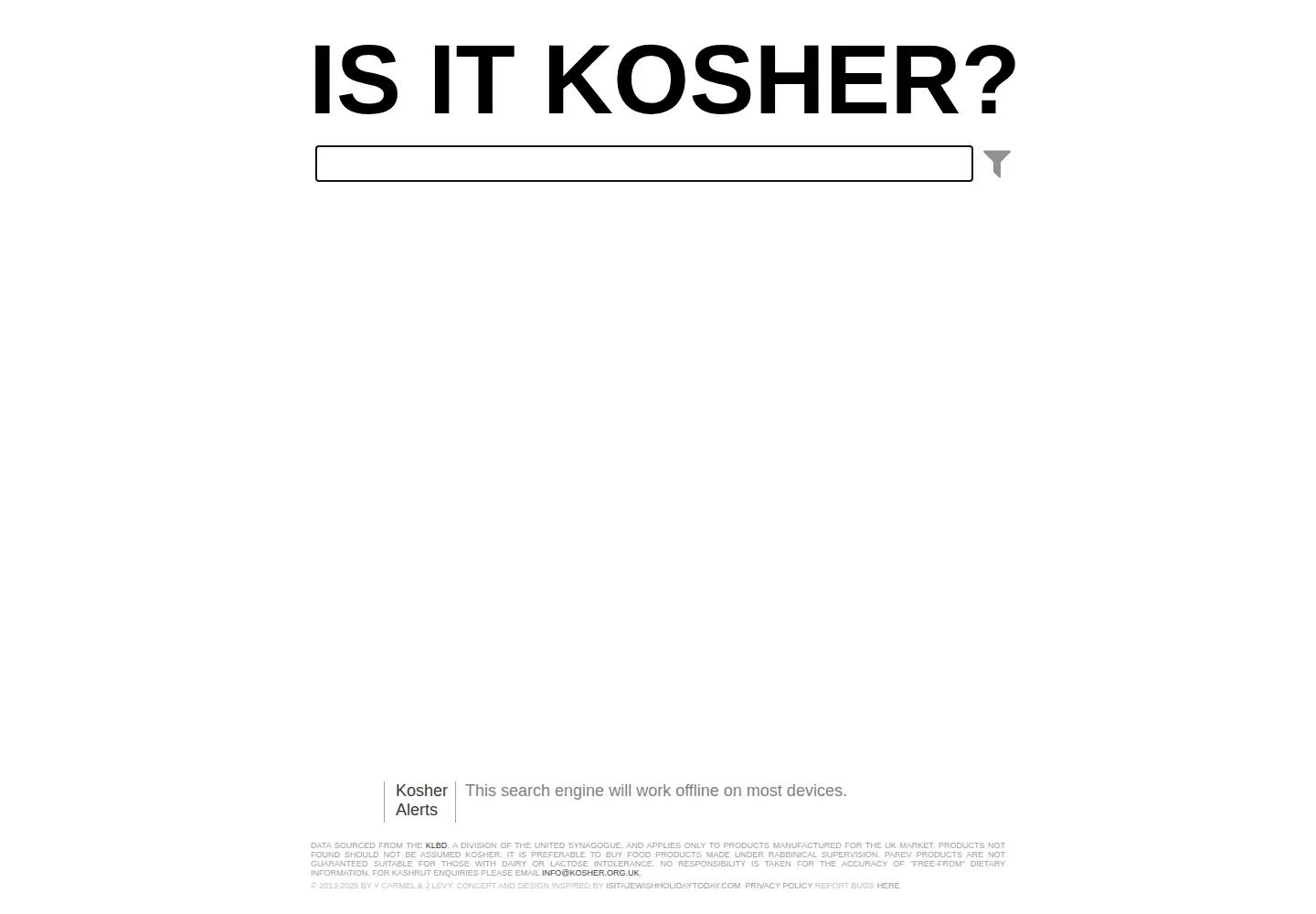 Screenshot of isitkosher.uk