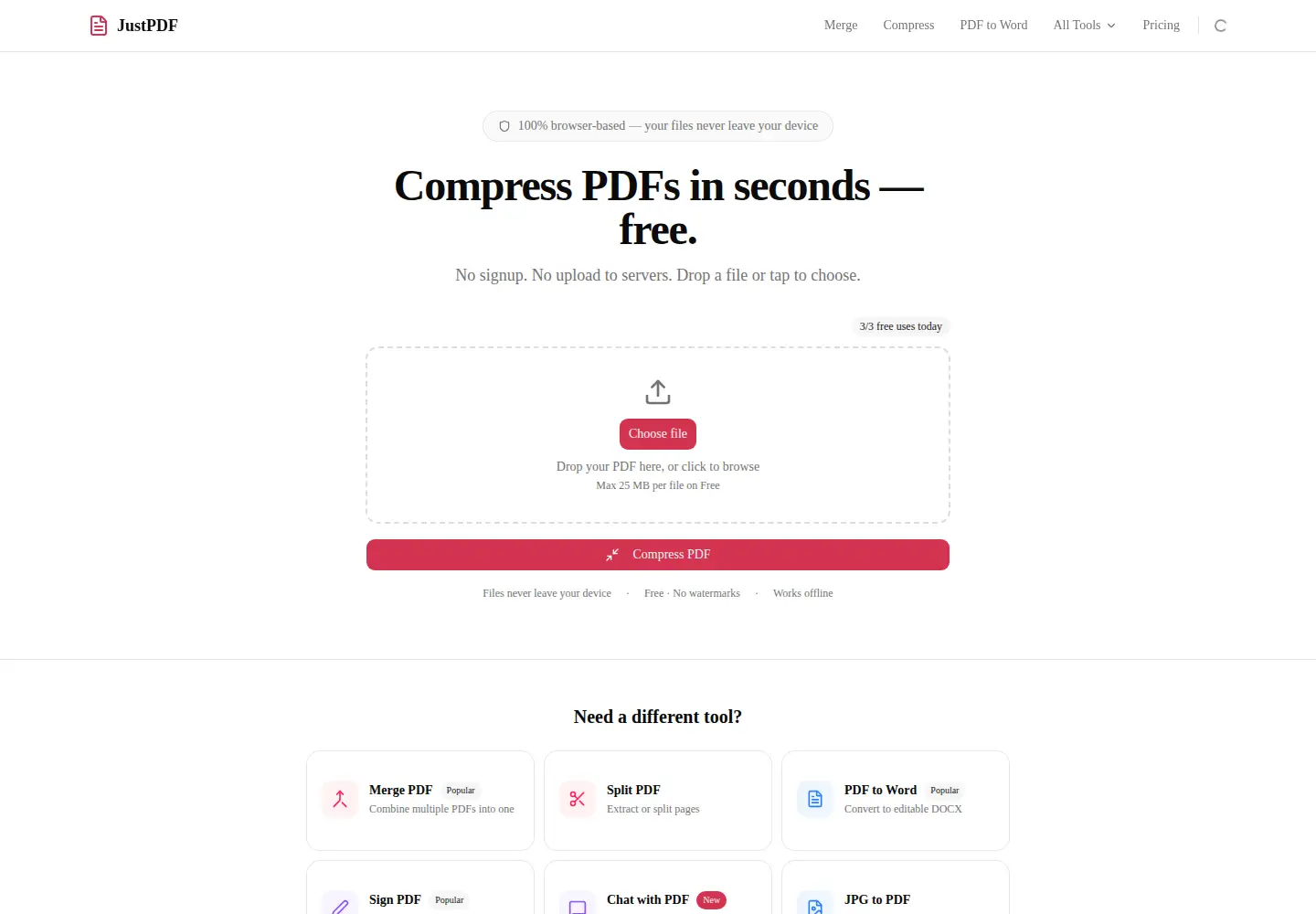 Screenshot of justpdf.app