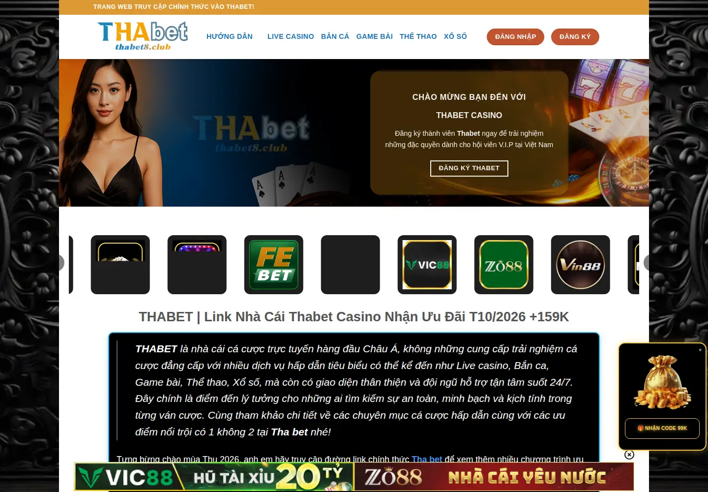 Captured homepage of thabetvn.dev in the current scan