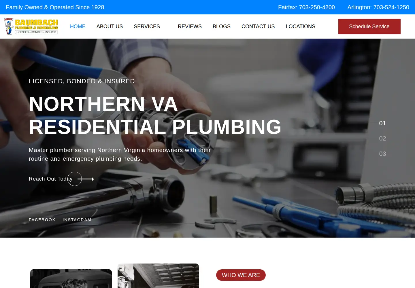 Captured homepage of baumbachplumbing.com in the current scan