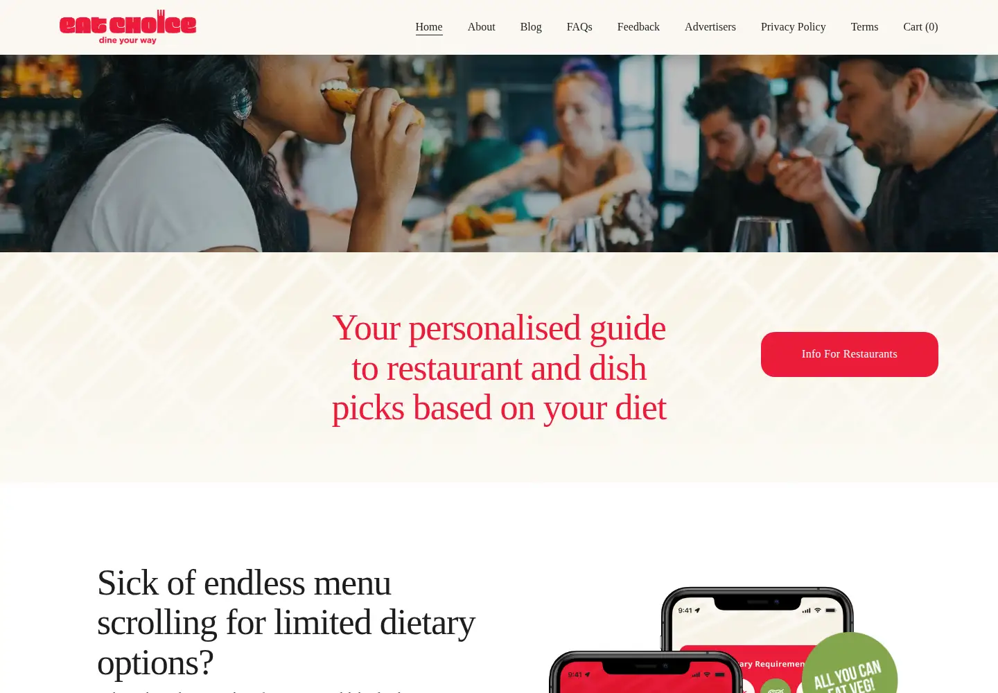 Captured homepage of eatchoice.nz in the current scan